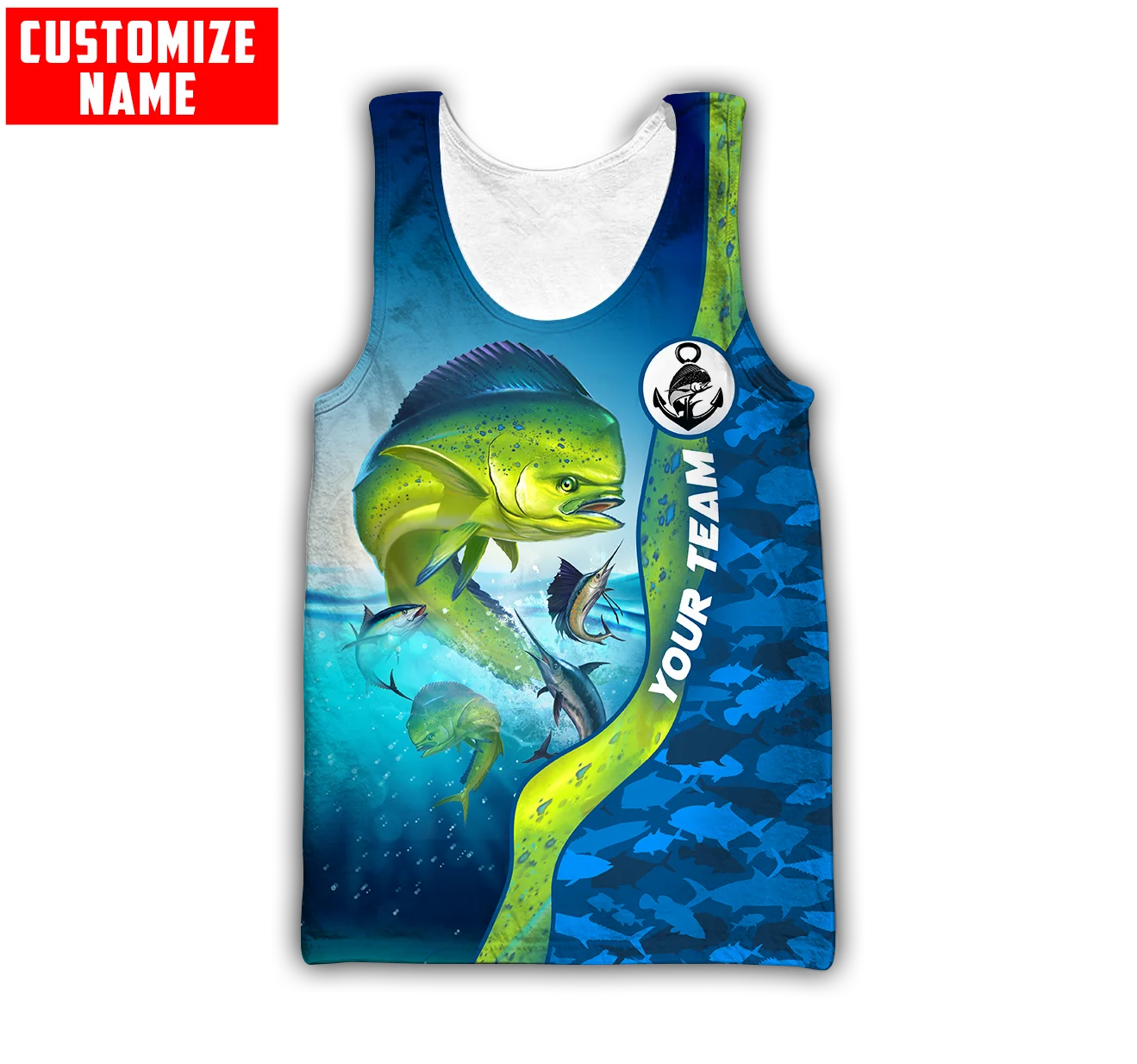 Fishing Vest - Custom name Mahi mahi fishing 3D